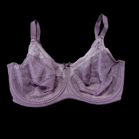 Wacoal Other - Wacoal 855186 34G Semi Sheer Purple & Metallic Underwire Bra Bow & Rhinestones
